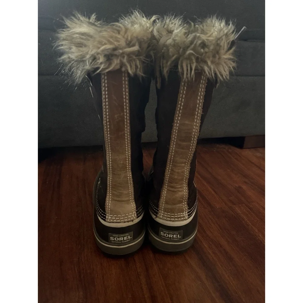 Sorel Joan Of Arctic Womens 9 Hawk Brown Waterproof Fur Snow Boots NL1540